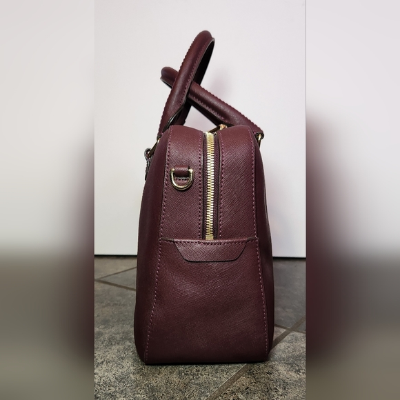 Henri bendel maroon burgundy satchel crossbody with gold lock and key - Picture 5 of 8